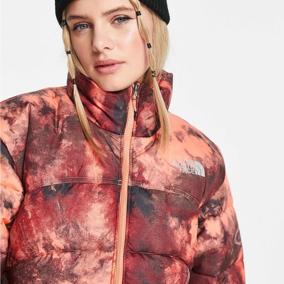 New $210 THE NORTH FACE 2000 Puffer Jacket Parka Coat in coral ice dye print - Picture 4 of 11
